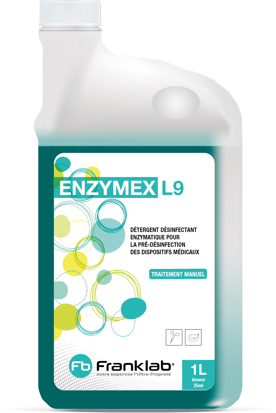 Detergent desinfectant enzymatique l9 1litre doseur - Drexco Médical