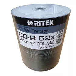 CD-R 80 700MO 52X GPL INKJET WHITE PRINTABLE SPINDLE 100