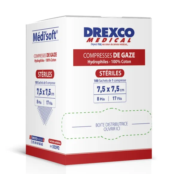 COMPRESSES GAZE STÉRILES MEDI'SOFT