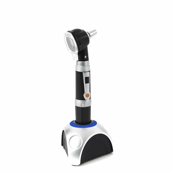 Kit Otoscope/ophtalmoscope à LED Avec Fibre Optique Pour Examen ORL - Marque Cynamed USA, Couleur Bleue