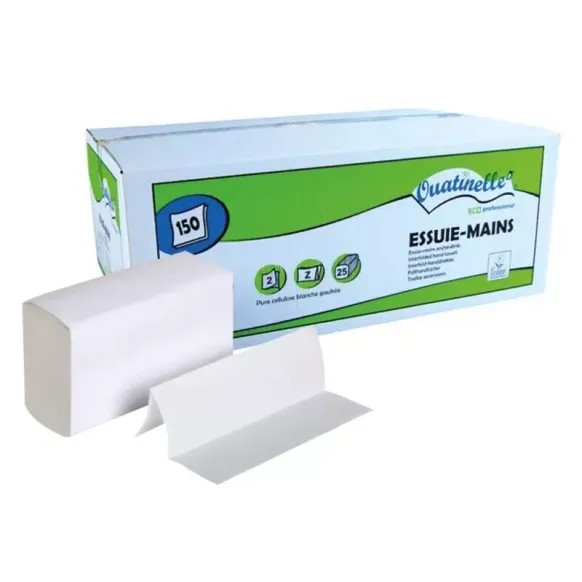 ESSUIE-MAINS EN Z PURE OUATE 2 PLIS GAUFRÉ - 150 formats