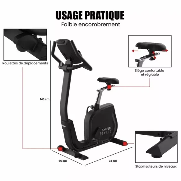 Compteur De Vélo D’appartement – écran Multifonction (temps, Vitesse, Calories, Fréquence Cardiaque), Compact Et Léger, En PP