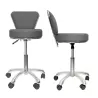 TABOURET D'EXAMEN AVEC DOSSIER PIÉTEMENT CHROMÉ 5 BRANCHES - hauteur réglable 46 à 60 cm
