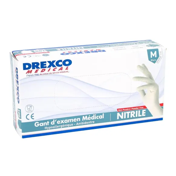 Gants nitrile non poudrés blancs de Mediclinic