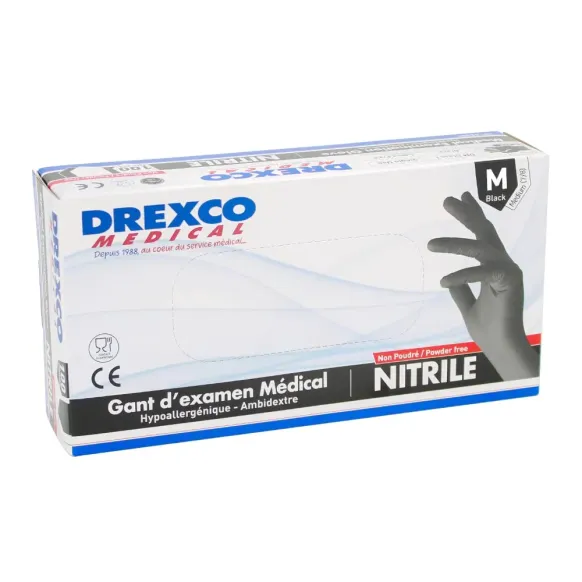 Gants nitrile non poudrés noir Mediclinic