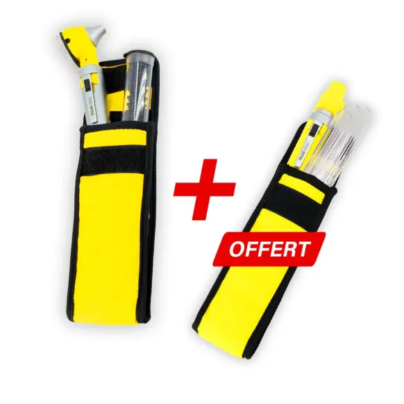 PACK OTOSCOPE FO + LAMPE PORTE ABAISSE LANGUE COLOR LED - JAUNE