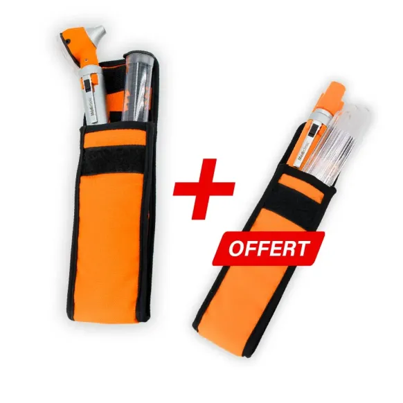 PACK OTOSCOPE FO + LAMPE PORTE ABAISSE LANGUE COLOR LED - ORANGE