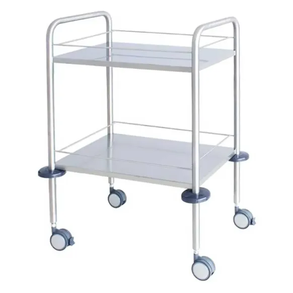 GUERIDON 2 PLATEAUX STRUCTURE INOX MEDICLINIC - 60 x 40 x 90 cm