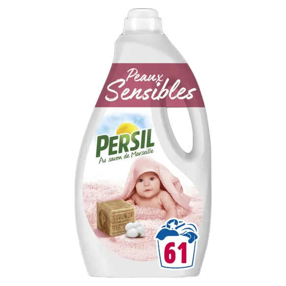 LESSIVE LIQUIDE PERSIL PEAUX SENSIBLES SAVON DE MARSEILLE - 2,5 l 61 lavages