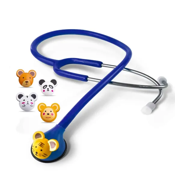 STÉTHOSCOPE ENFANT SIMPLE PAVILLON BAGUE ANTI-FROID MEDICLINIC - 5 clips animaux