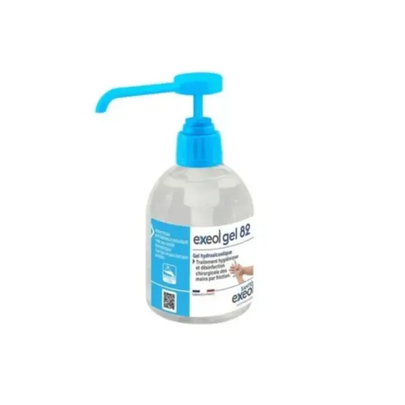 GEL HYDROALCOOLIQUE EXEOL GEL 82 FRICTION MAINS SANS RINÇAGE - flacon 300 ml + pompe