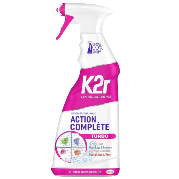 DÉTACHANT AVANT LAVAGE ACTION COMPLÈTE SPRAY TEXTILE K2R - spray 750 ml
