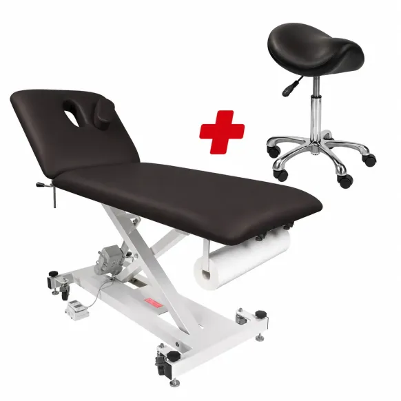 DIVAN D'EXAMEN ÉLECTRIQUE LIFTBACK BLEU MEDICLINIC - avec tabouret pony offert