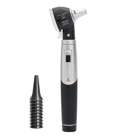 OTOSCOPE MINI 3000 LED F.O FIBRE OPTIQUE HEINE - poignée à piles 2,5 v