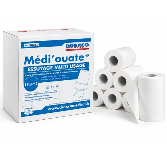 ESSUIE-TOUT MÉDI’OUATE DÉVIDAGE CENTRAL WS MEDICLINIC - colis de 16 rouleaux