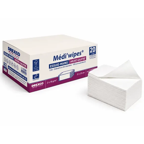 ESSUIE-MAINS MICRO GAUFRÉ PLIAGE V ABSORBANT MEDICLINIC - colis de 3200 formats