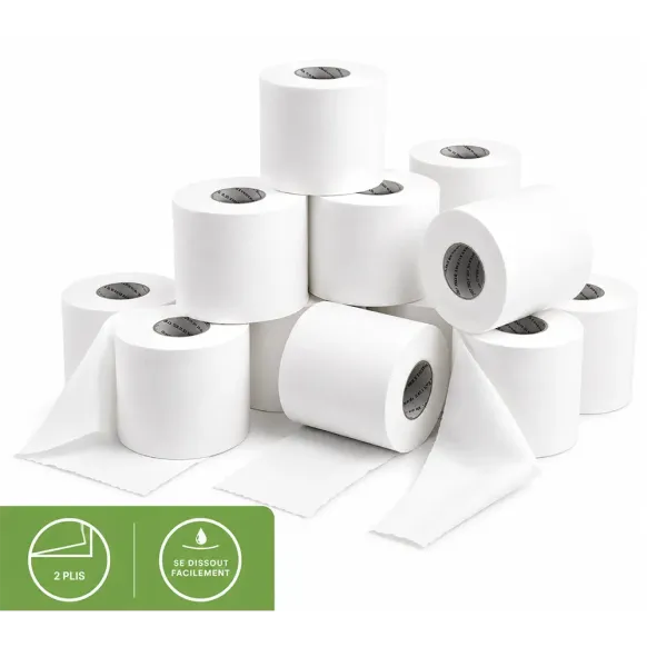 PAPIER TOILETTE P'MAX 500 PURE OUATE 2 PLIS - colis de 36 rouleaux