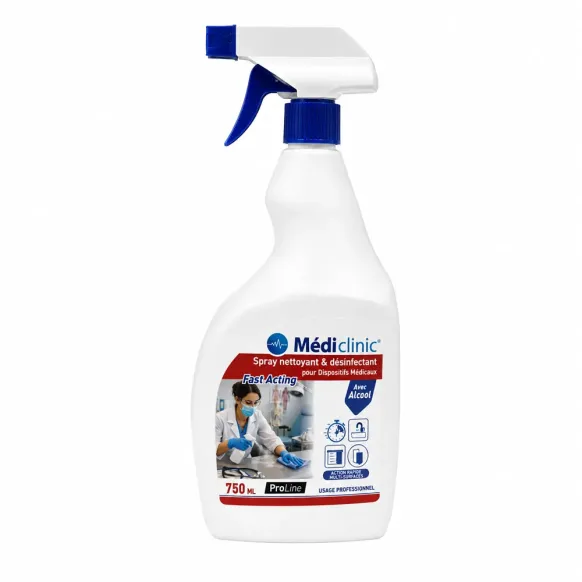 SPRAY DÉSINFECTANT MÉDICLINIC AVEC ALCOOL PRÊT À L'EMPLOI - 750 ml