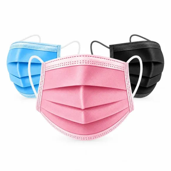 MASQUES CHIRURGICAUX TYPE IIR 3 PLIS ROSES - Boîte de 50