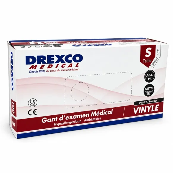 GANTS VINYLE POUDRE  MEDICLINIC - BOITE DE 100