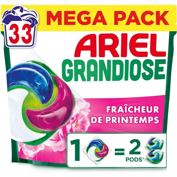 LESSIVE ARIEL GRANDIOSE CAPSULES DISSOLUTION RAPIDE SKIP - 33 pods