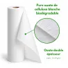 Drap d'examen Compact'Roll en pure ouate de cellulose blanche biodégradable – zoom sur la texture double épaisseur