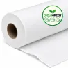 Rouleau de drap d'examen Médi'cover blanc 50 cm légèrement déroulé – détail de la texture ouatée lisse avec logo Écologreen