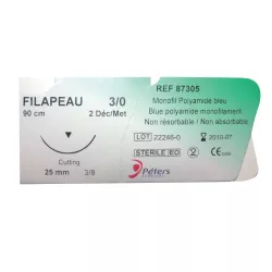 SUTURE FILAPEAU - MONOFIL POLYAMIDE BLEU NON RÉSORBABLE (BOITE DE 36)