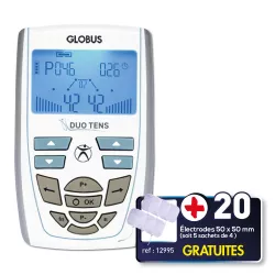 ELECTROSTIMULATEUR GLOBUS DUO TENS + 20 ÉLECTRODES OFFERTES