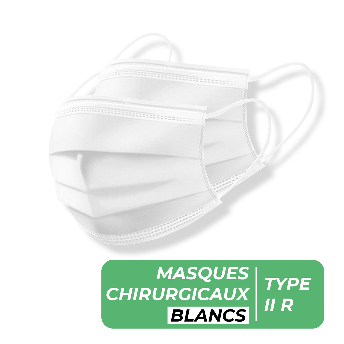 Masques chirurgicaux adulte blancs - Mendale