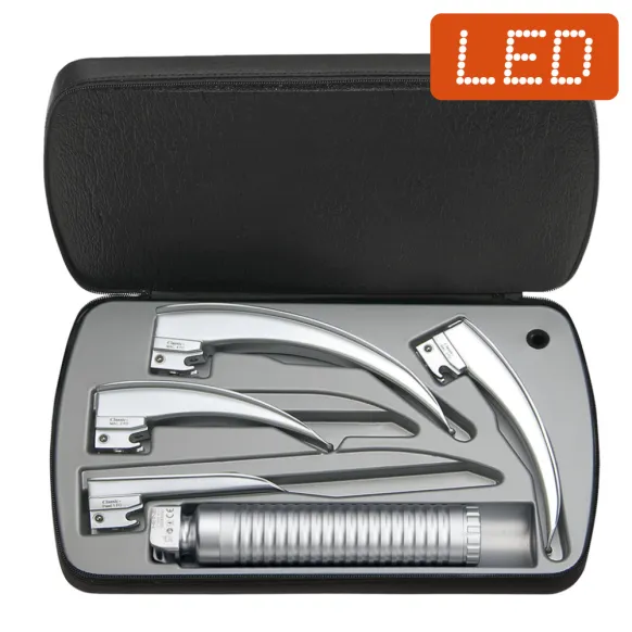 TROUSSE DE LARYNGOSCOPE F.O. + 4 LAMES