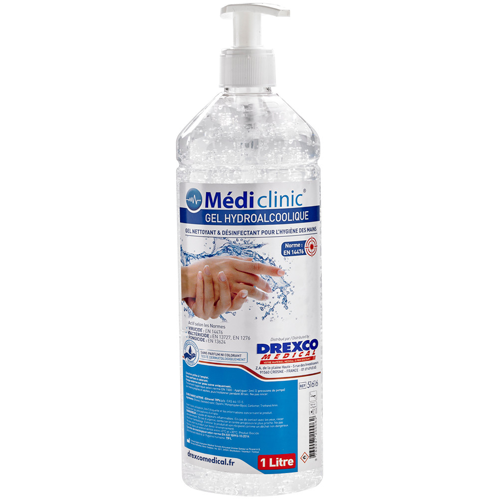 Gel hydroalcoolique 1000 ml medi'mains - Drexco Médical