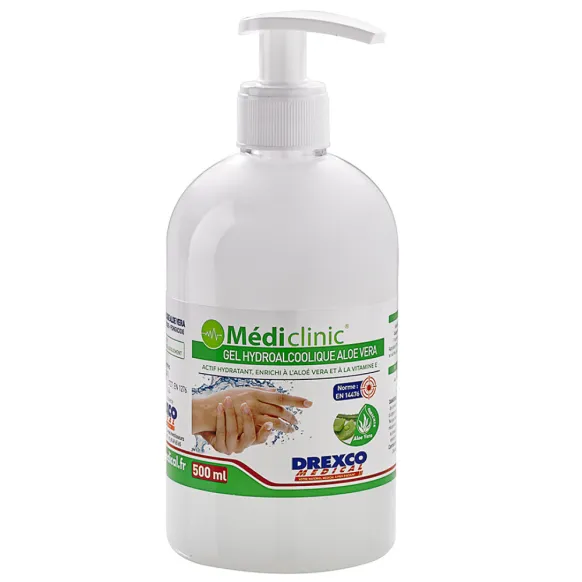 Gel hydroalcoolique à l'aloé-vera 500 ml medi'clinic - Drexco Médical