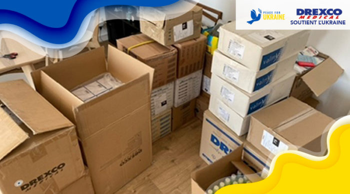 carton Drexco médical pour l'Ukraine