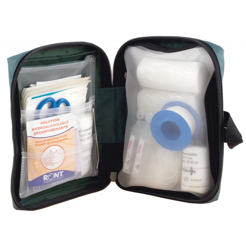 Trousse de secours pour 2 a 4 personnes avec tous les premiers soins de secours nécessaires.