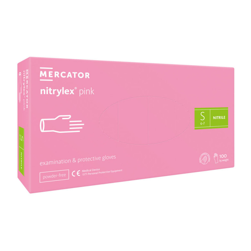 Boite de gants rose en nitrile non poudrés
