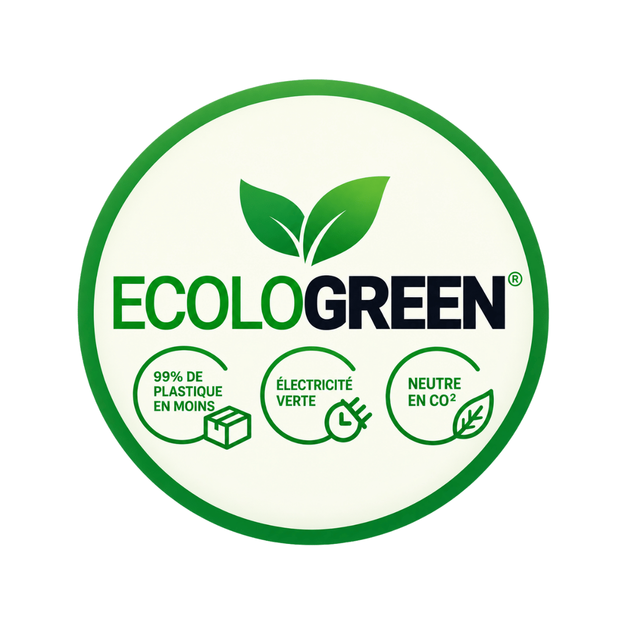 Logo Écologreen Drexco Médical – réduction du plastique, électricité verte et compensation carbone.